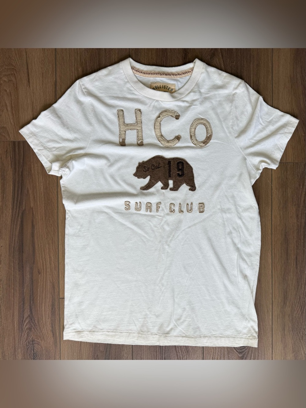 VTG Y2K Hollister Surf Club Embroidered T Shirt Men’s L Navy Cream Cali Bear